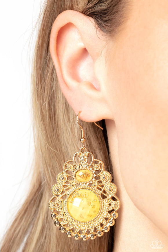 Welcoming Whimsy - Yellow Earrings - Paparazzi Accessories