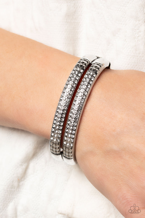 STACKED Up - White Bracelet - Paparazzi Accessories