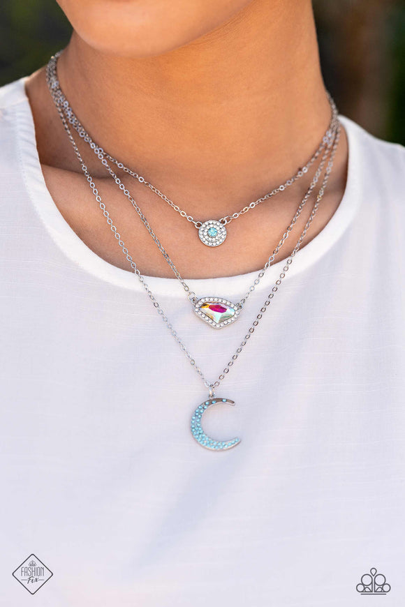 Lunar Lineup - Blue Necklace - Paparazzi Accessories