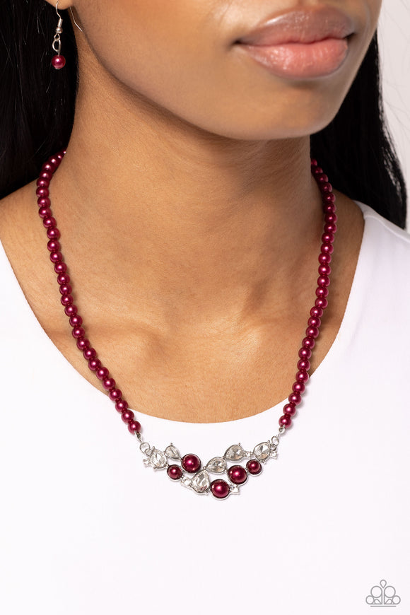 Pampered Pearls - Red Necklace - Paparazzi Accessories