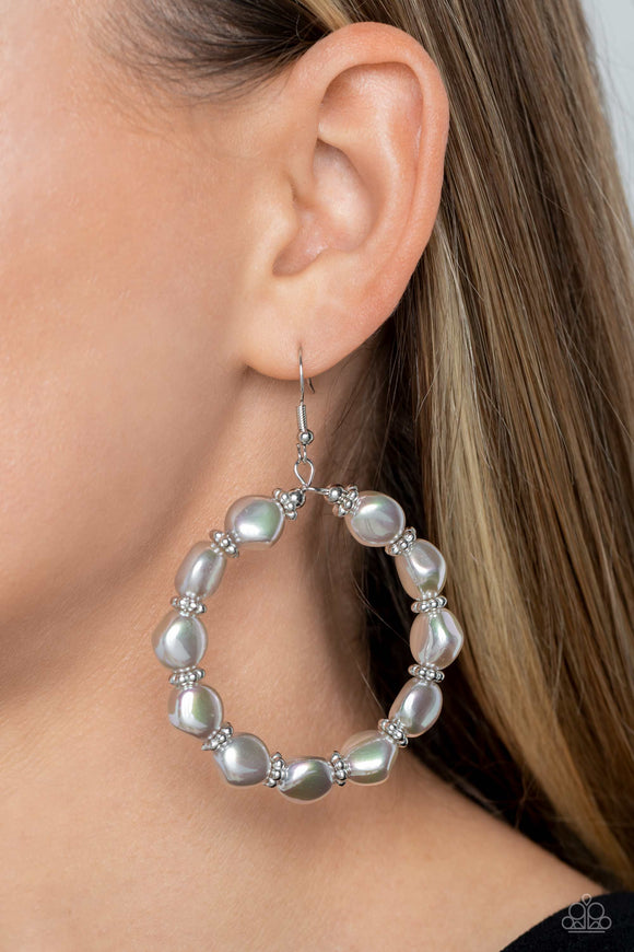 The PEARL Next Door - Silver Earrings - Paparazzi Accessories