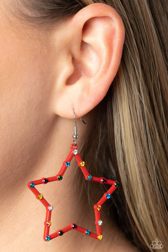 Confetti Craze - Red Earrings - Paparazzi Accessories