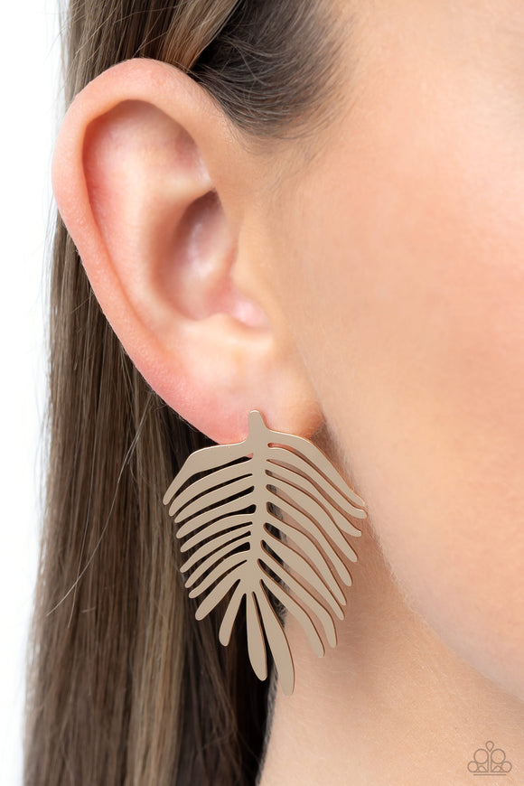 The FROND Row - Gold Post Earrings - Paparazzi Accessories