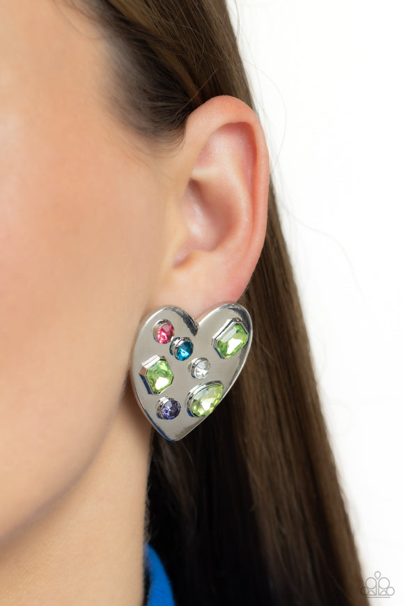 Relationship Ready - Green Post Earrings - Paparazzi Accessories