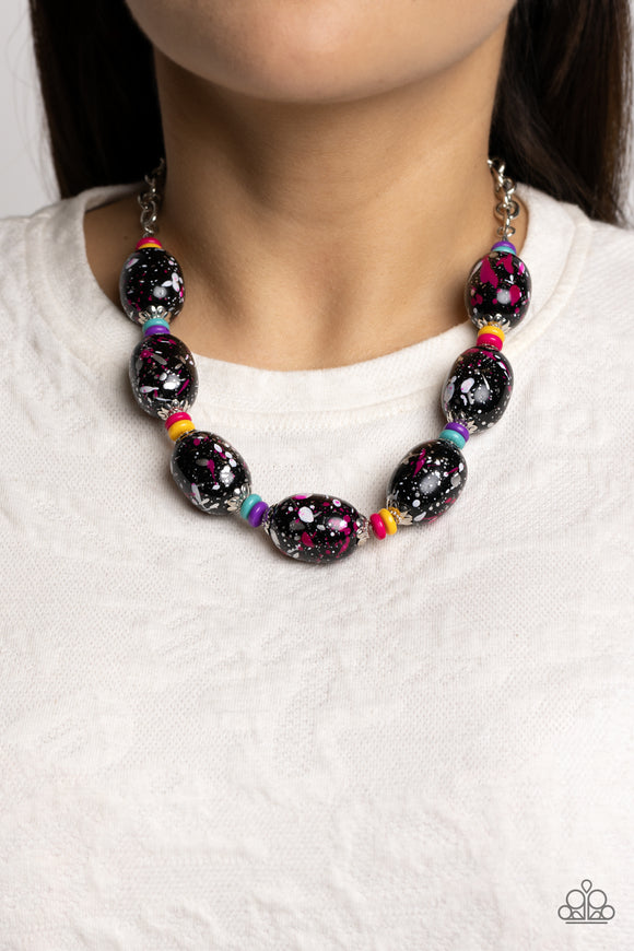 No Laughing SPLATTER - Pink Necklace - Paparazzi Accessories