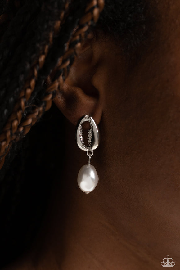 Im HAVANA Party - White Post Earrings - Paparazzi Accessories