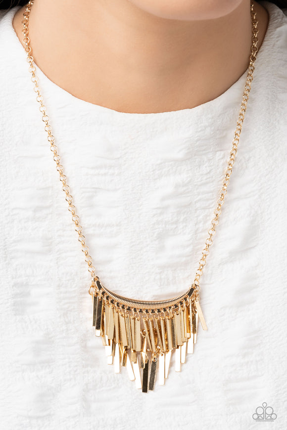 Cue the Chandelier - Gold Necklace - Paparazzi Accessories