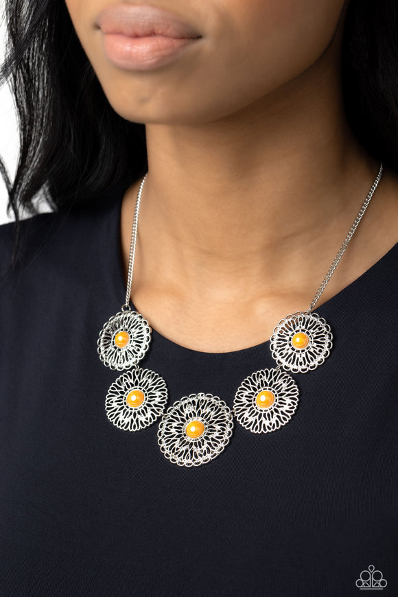 Chrysanthemum Craze - Orange Necklace - Paparazzi Accessories