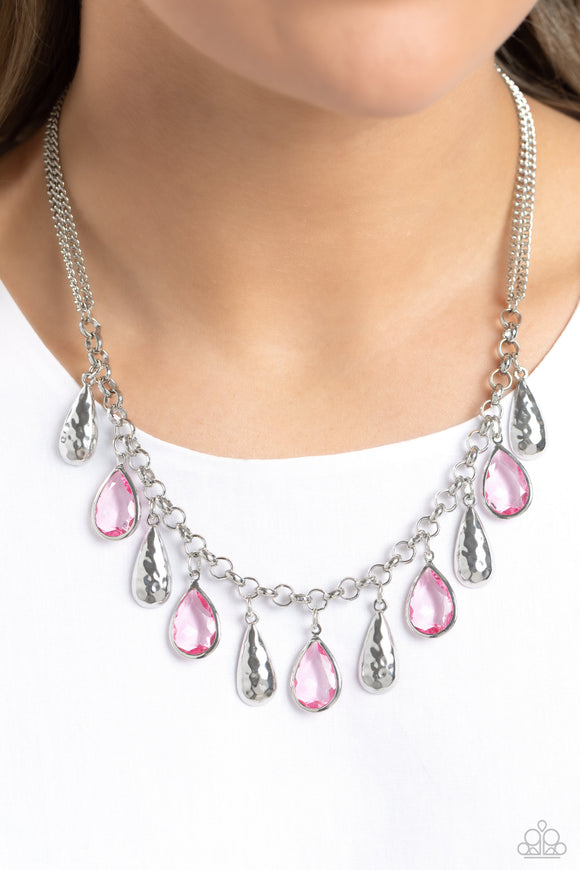 Teardrop Timbre - Pink Necklace - Paparazzi Accessories