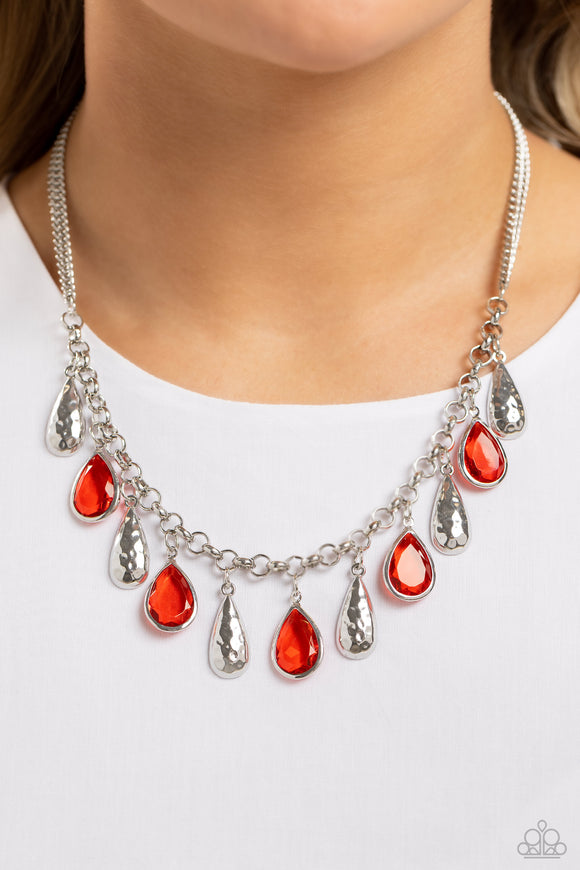Teardrop Timbre - Red Necklace - Paparazzi Accessories