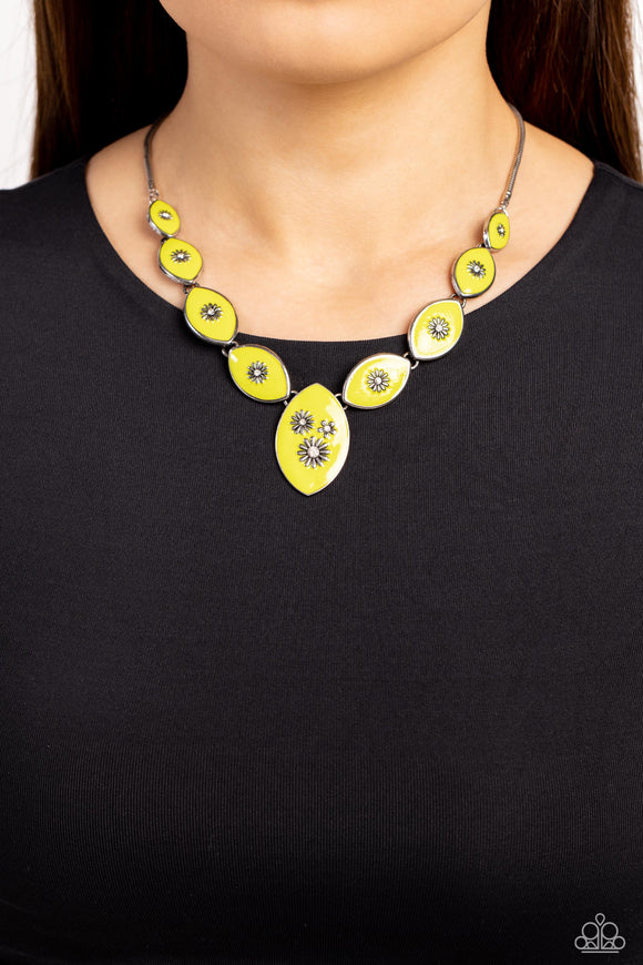 Pressed Flowers - Green Necklace - Paparazzi Accessories
