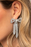 Just BOW With It - White Post Earrings - Paparazzi Accessories