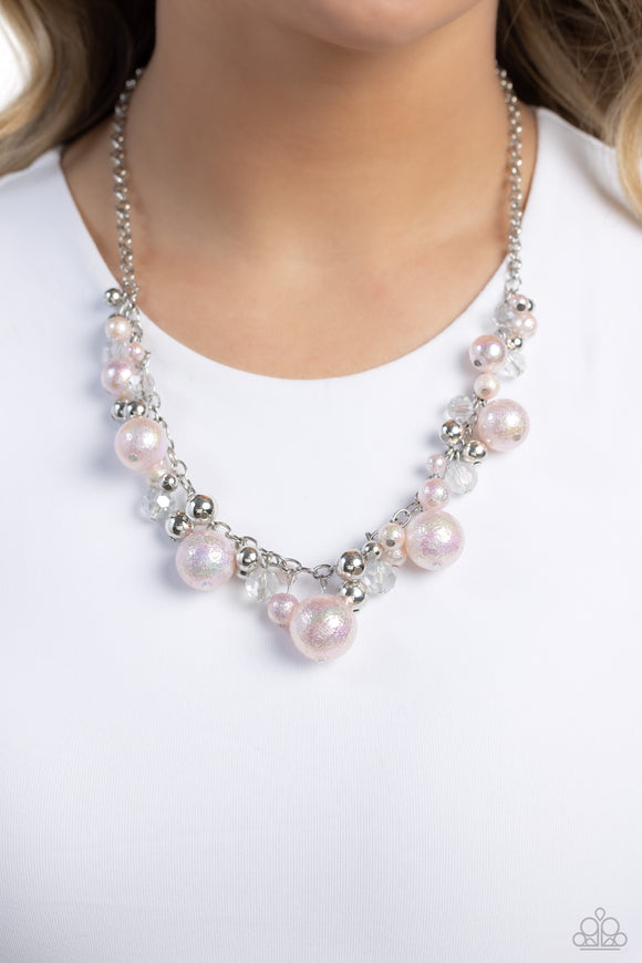 Scratched Shimmer - Pink Necklace - Paparazzi Accessories