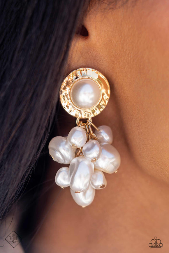 Long Time No SEA - Gold Post Earrings - Paparazzi Accessories