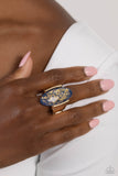 Shimmery Sovereign - Blue Ring - Paparazzi Accessories