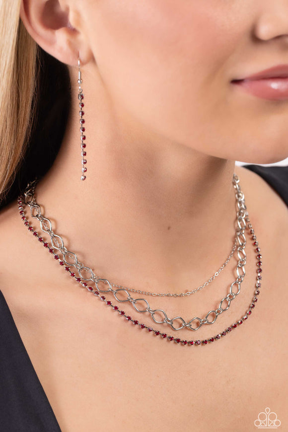 Tasteful Tiers - Red Necklace - Paparazzi Accessories