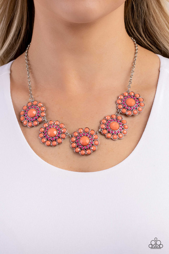 Floral Fervor - Orange Necklace - Paparazzi Accessories