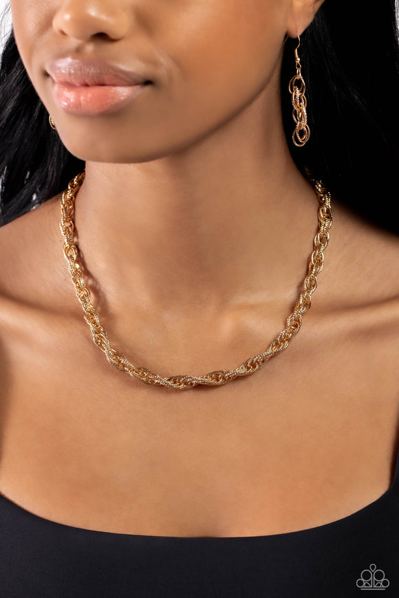 Braided Ballad - Gold Necklace - Paparazzi Accessories