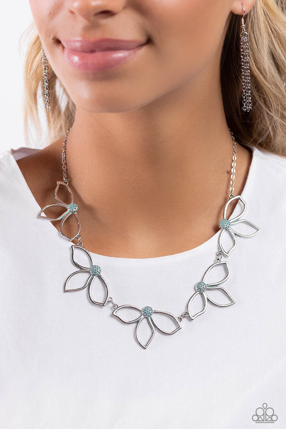 Petal Pageantry - Blue Necklace - Paparazzi Accessories