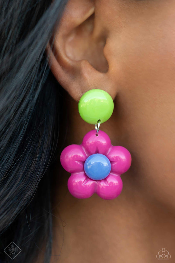 Poppin Posies - Pink Post Earrings - Paparazzi Accessories