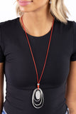 Hammered Hallmark - Red Necklace - Paparazzi Accessories