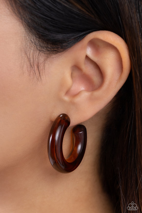 Glassy GAZE - Brown Earrings - Paparazzi Accessories