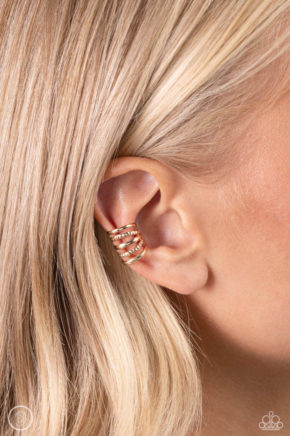 Flexible Fashion - Gold Cuff Earrings - Paparazzi Accessories