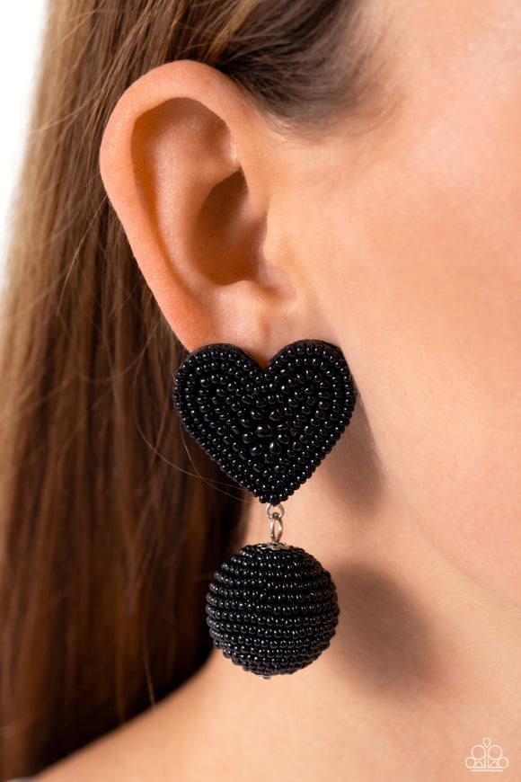 Spherical Sweethearts - Black Post Earrings - Paparazzi Accessories