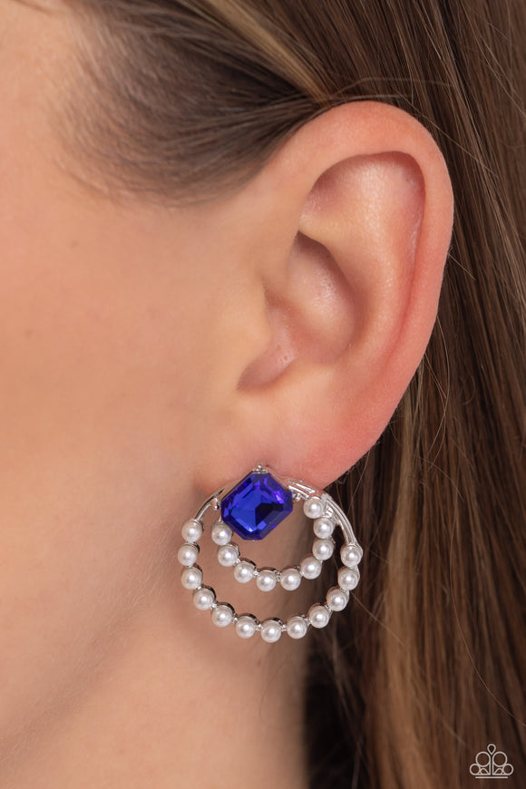 Double Standard - Blue Post Earrings - Paparazzi Accessories