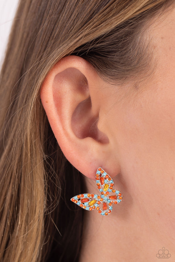 Tilted Takeoff - Orange Post Earrings - Paparazzi Accessories