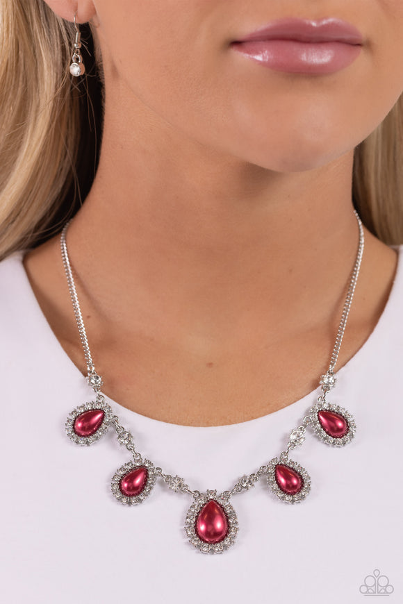 Teardrop Team - Red Necklace - Paparazzi Accessories