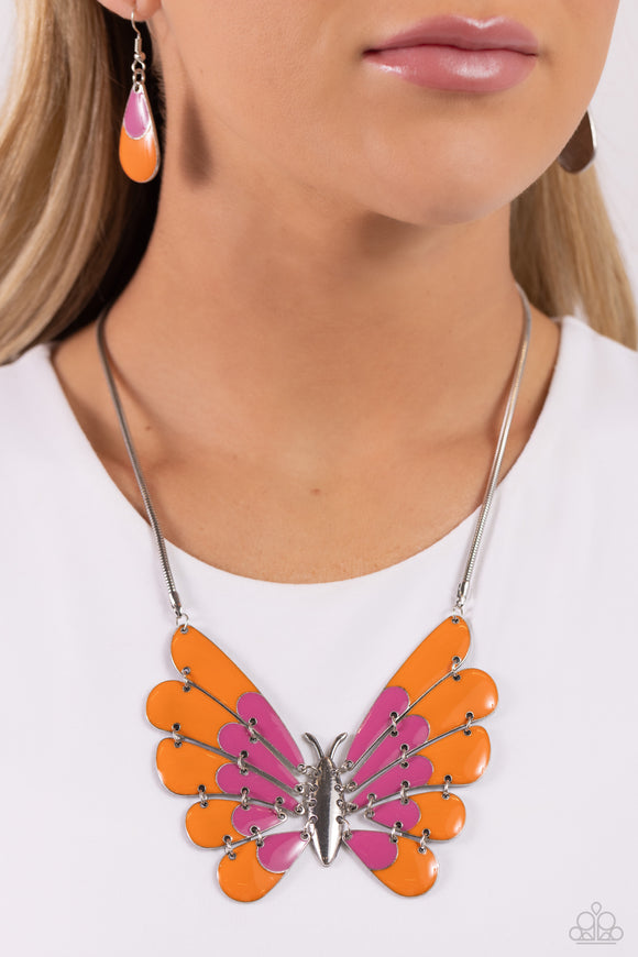 Moth Maven - Pink Necklace - Paparazzi Accessories