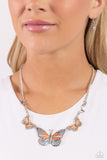 The FLIGHT Direction - Orange Necklace - Paparazzi Accessories