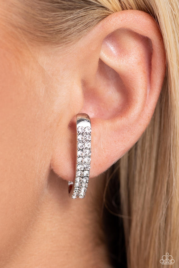 Sliding Series - White Post Earrings - Paparazzi Accessories