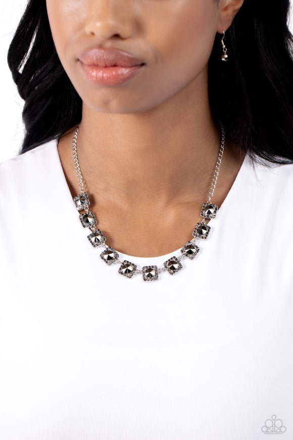 Jump SQUARE - Silver Necklace - Paparazzi Accessories