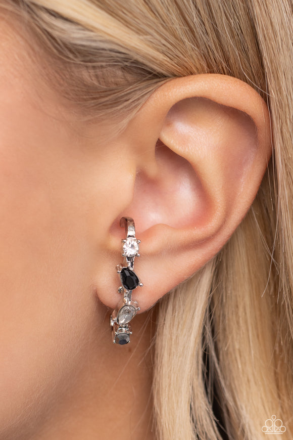 Trendy Twists - Black Post Earrings - Paparazzi Accessories