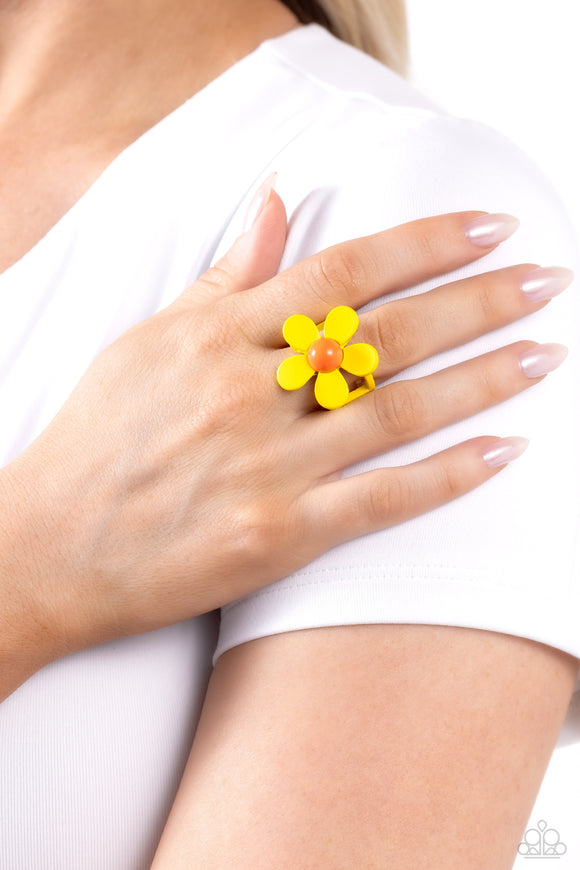 Groovy Genre - Yellow Ring - Paparazzi Accessories