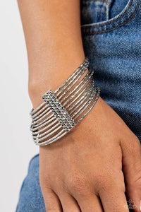 Shimmery Silhouette - Silver Bracelet - Paparazzi Accessories