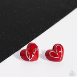 Glimmering Love - Red Post Earrings - Paparazzi Accessories