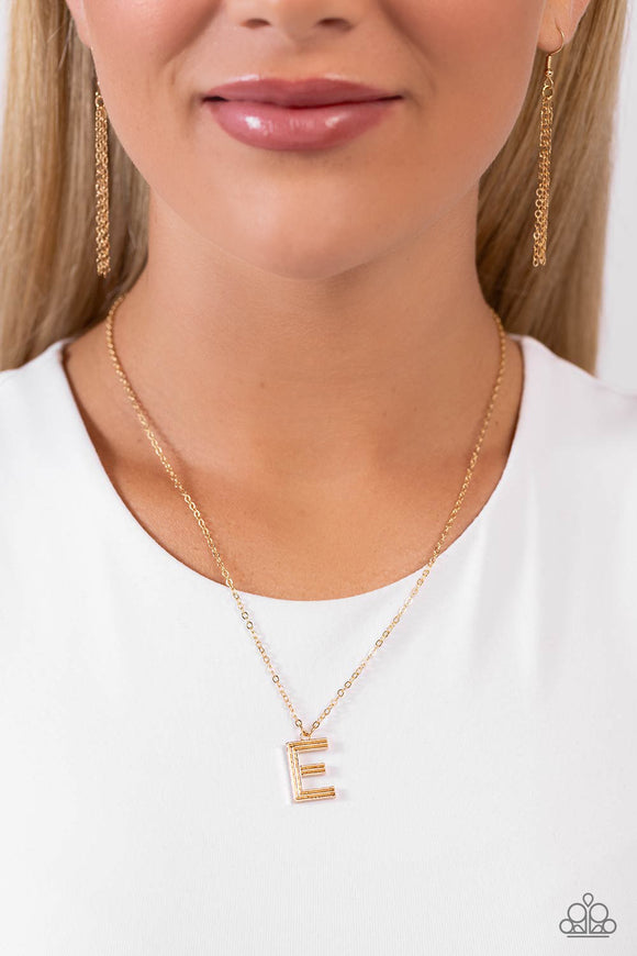 Leave Your Initials - Gold - E Necklace - Paparazzi Accessories