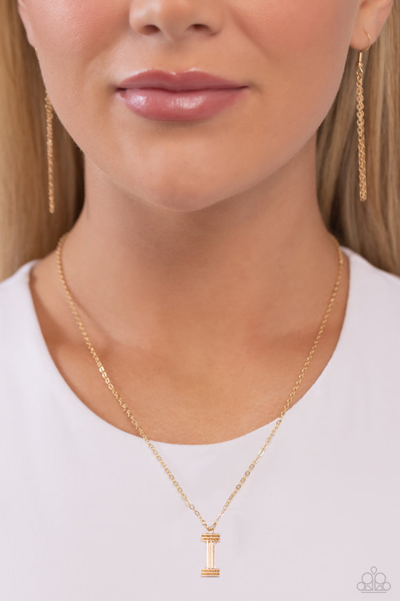 Leave Your Initials - Gold - I Necklace - Paparazzi Accessories