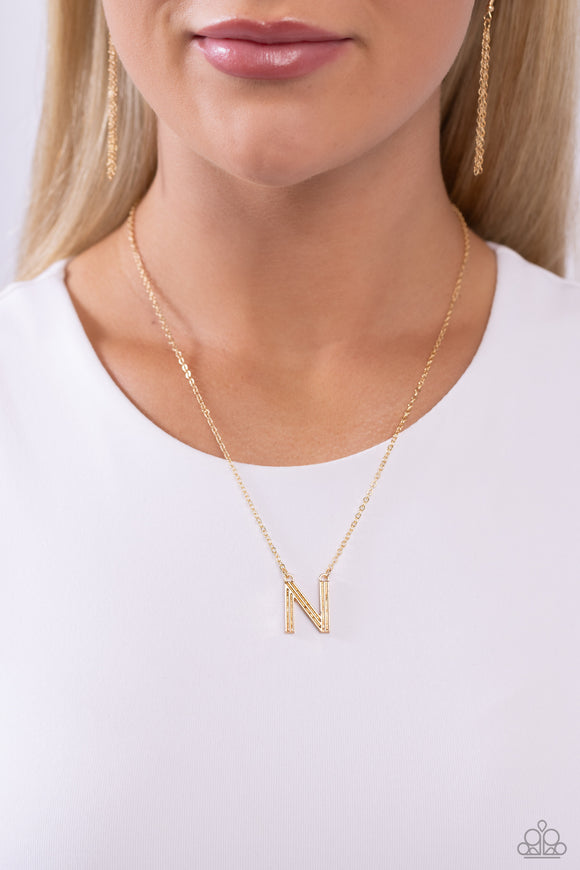 Leave Your Initials - Gold - N Necklace - Paparazzi Accessories