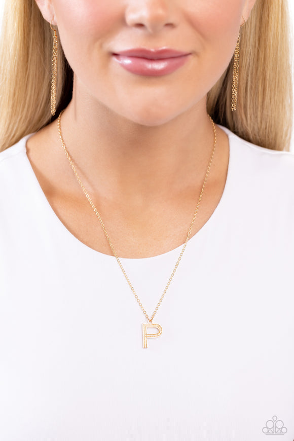 Leave Your Initials - Gold - P Necklace - Paparazzi Accessories