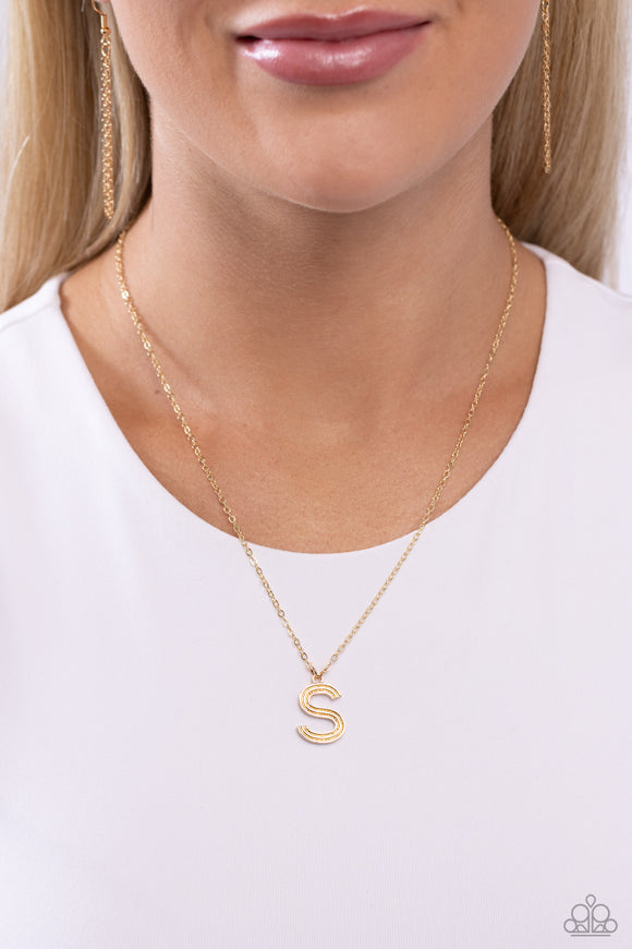 Leave Your Initials - Gold - S Necklace - Paparazzi Accessories