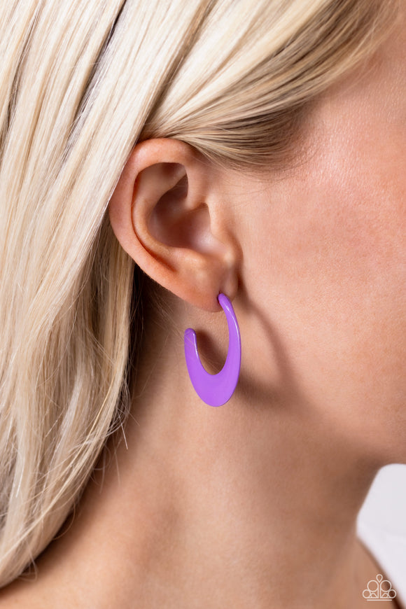 Fun-Loving Feature - Purple Earrings - Paparazzi Accessories