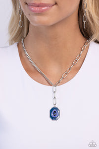 Hexagonal Hallmark - Blue Necklace - Paparazzi Accessories