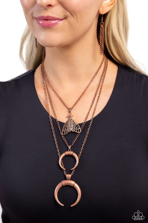 Moth Medley - Copper Necklace - Paparazzi Accessories