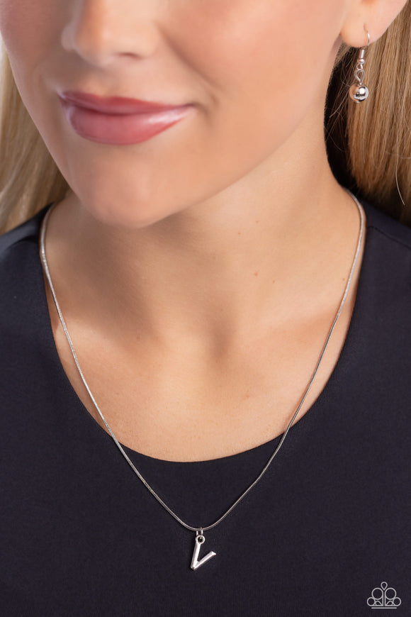 Seize the Initial - Silver - V Necklace - Paparazzi Accessories