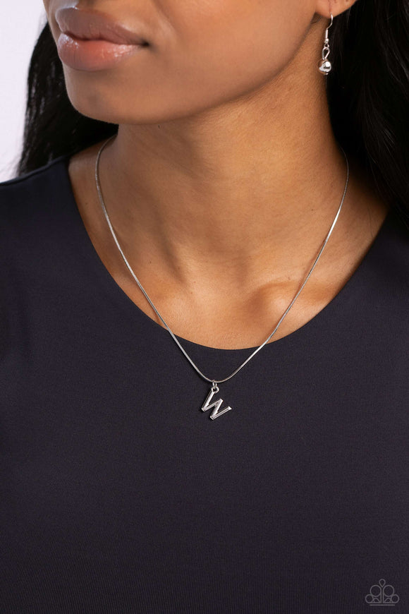 Seize the Initial - Silver - W Necklace - Paparazzi Accessories