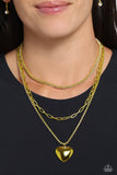 Caring Cascade - Yellow Necklace - Paparazzi Accessories